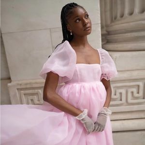 Selfie Angel Delight Puff Maxi Dress in Pink